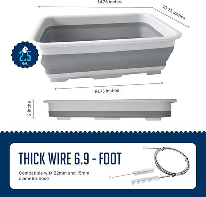 CPAP Cleaning Kit for CPAP Hose and Mask for CPAP Hanger with Brush and Collapsible Wash Basin Bucket Tub - Essential Care Kit for CPAP Users, Suitable for 7 Feet Tubing and 22mm 19mm Diameter