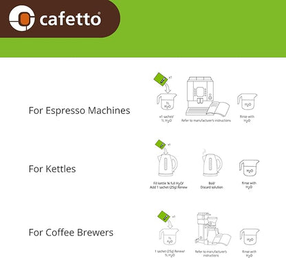 verybarista Renew Descaler (6 x 25g sachets). Designed for espresso machines, boilers and coffee brewers. Safe to use on aluminium, brass and stainless steel
