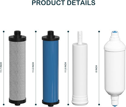 Water Replacement Filter Set with Membrane Compatible with Microline 435 Reverse Osmosis System, Fits TFC-25D, TFC-4, TFC-435 Systems