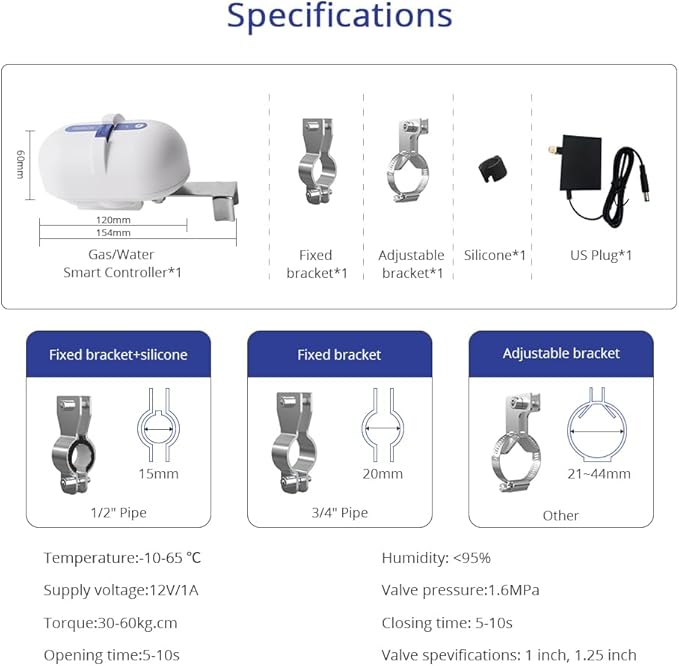 Smart Valve Controller, Works with Alexa & Google Voice Control Smart Life App Control, Remote Water ShutOff Valve, Easy Install on 1/2" to 1" in Pipe, Require Tuya Zigbee Hub (Tuya Zigbee Version)
