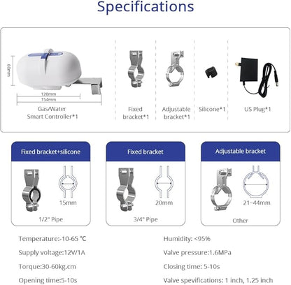 Smart Valve Controller, Works with Alexa & Google Voice Control Smart Life App Control, Remote Water ShutOff Valve, Easy Install on 1/2" to 1" in Pipe, Require Tuya Zigbee Hub (Tuya Zigbee Version)