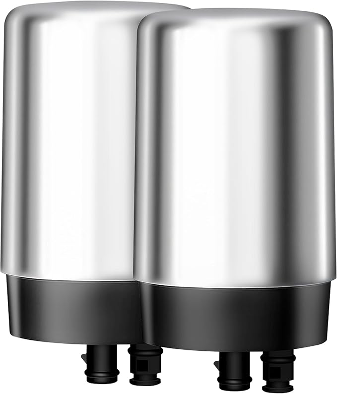 AQUA CREST 7027S Faucet Water Filter, Replacement for Brita® Filter, Brita® 36311 On Tap Water Filtration System, FR-200, FF-100, 100 Gallons, Chrome, 2 Pack