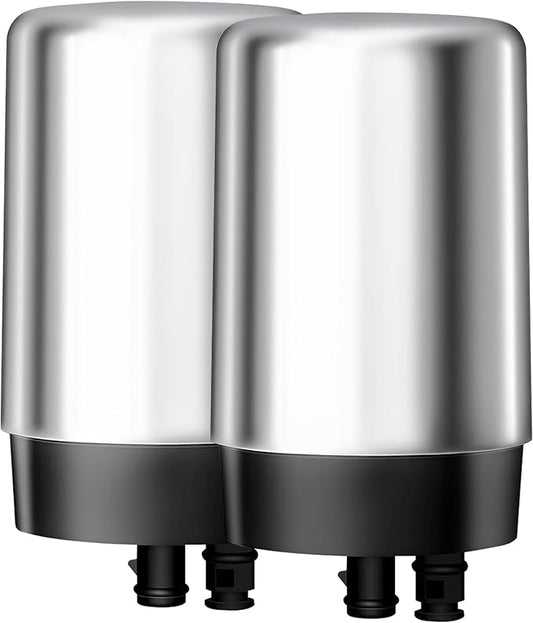AQUA CREST 7027S Faucet Water Filter, Replacement for Brita® Filter, Brita® 36311 On Tap Water Filtration System, FR-200, FF-100, 100 Gallons, Chrome, 2 Pack