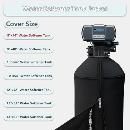 8x44 Inch Water Softener Tank Jacket - Insulated 3.5mm Neoprene Slip Sleeve to Prevent Sweating, Heavy-Duty Outdoor Water Softener Cover,Black