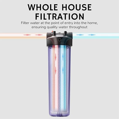 Airthereal Whole House Water Filter Housing, Sediment Filters for Well and City Water, 20"x4.5" Sediment Whole House Water Filter Cartridges with 1" NPT Port and Include 1-Pack CTO Filter