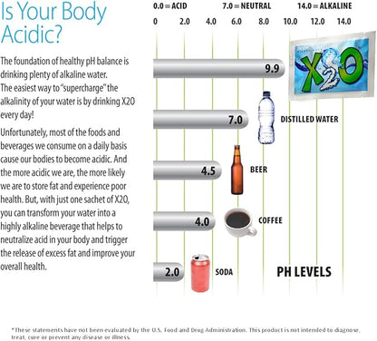 X2O Flavorless Drop-In Mineral Bags for Alkaline & Hydrogen Water – 30 Count | Alkalize Filtered Water | Add 70+ Ionic Trace Minerals for Cellular Hydration, Balanced pH, and Electrolytes