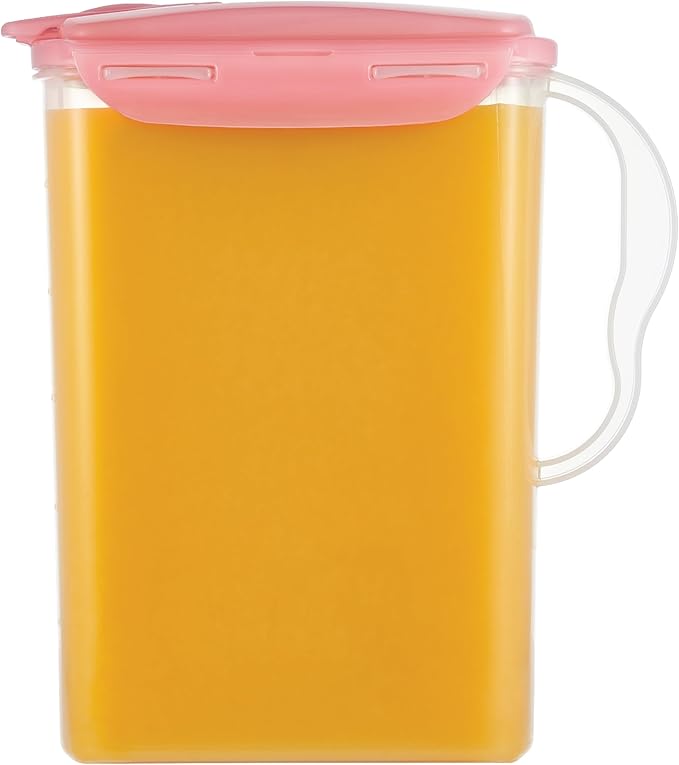 LocknLock Aqua Fridge Door Water Jug | Clear Pitcher | BPA Free Plastic Pitcher with Lid | 3 Quart Pitcher with Lid for Water, Juice, Tea & More Beverages, Pink