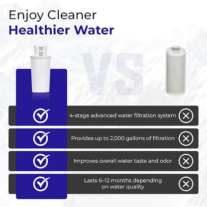 Crystal Quest Standard/SMART Water Filter Pitcher Cartridge – Advanced Filtration for Clean, Healthy Water, Removes Contaminants, Long-Lasting, Easy Installation, 2,000 Gallons [Pack of 4]