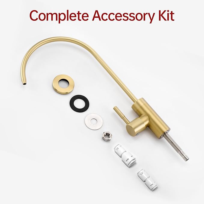 SUMERAIN Kitchen Water Filter Faucet NSF Certification 100% Lead-Free | Brushed Gold, SUS304 Stainless Steel, Drinking Water Faucet for Kitchen Sink, for Reverse Osmosis or Water Filtration System