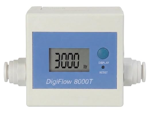 Savant DigiFlow 8000T Water Filter Flow Meter, 3/8" Quick Fit | Filter Life Reminder, Water Usage Countdown, Buzzer Alert, Gallon Liter Display