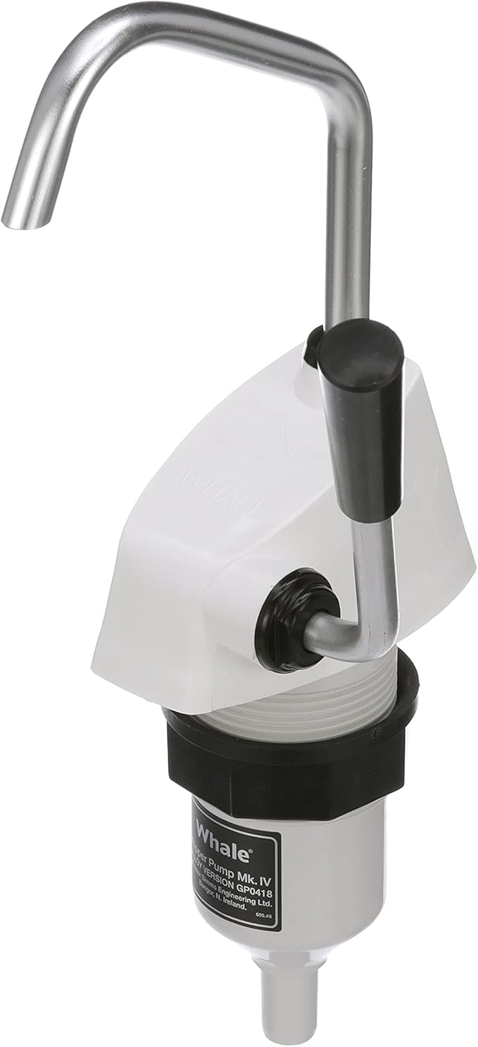 Whale Flipper Pump Mk 4 Hand-Operated Galley Water Pump, GP0418 | 1/2-Inch Flexible Hose Connection, Fresh or Saltwater, Up to 1.9 GPM