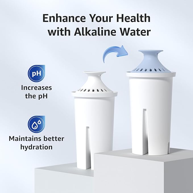 Overbest Alkaline Water Filter, Replacement for Brita® Pitchers and Dispensers, Brita® Classic 35557, OB03, Mavea® 107007, and Amazon Basics® 10-Cup Pitcher, Includes 3 Filters