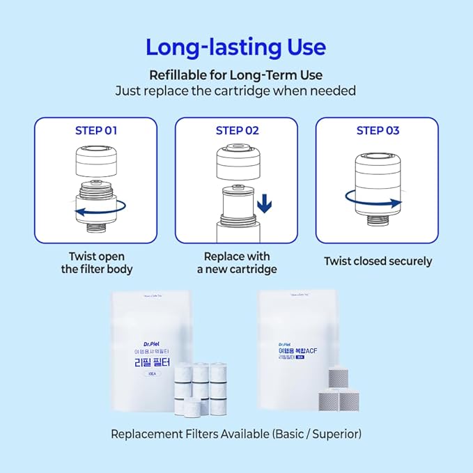 Dr.Piel Superior Travel Shower Filter – Ultra-Compact & Lightweight Portable Shower Filter, NSF Certified, Advanced Filtration for Travel & Hotel Use