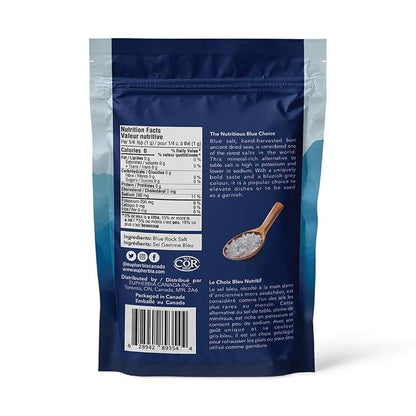 EUPHERBIA Blue Salt, Coarse, Rare Mineral Salt, High Potassium, Lower Sodium, Natural, Unprocessed, Hand Harvested, Kosher Certified (2lb Coarse Refill)
