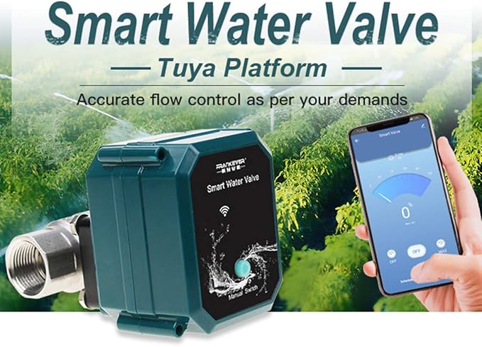 FRANKEVER DN15 Smart Water Valve WiFi Remote Control Faucet Timer for Hose Compatible with Alexa, Google Home (WiFi (1/2"))