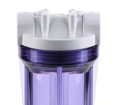 Hydronix HF3-10CLWH14, 10" Clear Housing with White Rib Cap For RO & Filtration Systems, 1/4" Ports