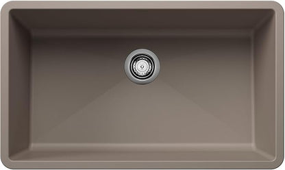 BLANCO, Truffle 441297 PRECIS SILGRANIT Super Single Undermount Kitchen Sink, 32" X 19"