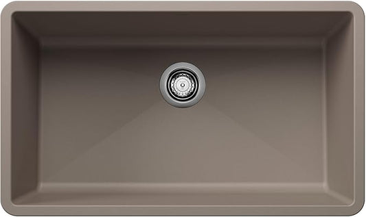 BLANCO, Truffle 441297 PRECIS SILGRANIT Super Single Undermount Kitchen Sink, 32" X 19"