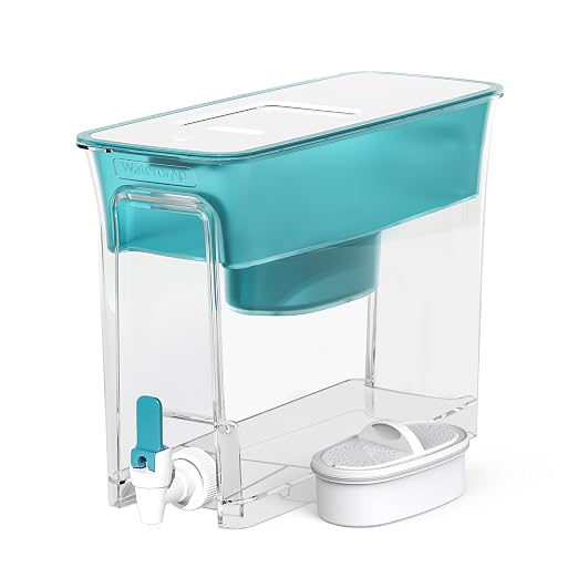 Waterdrop WFD-40B Water Filter Dispenser, 35-Cup Capacity, Turquoise | 200-Gallon Long-Life Water Filter Pitcher, Large Capacity, Reduces Chlorine, PFOA/PFOS and More, BPA Free