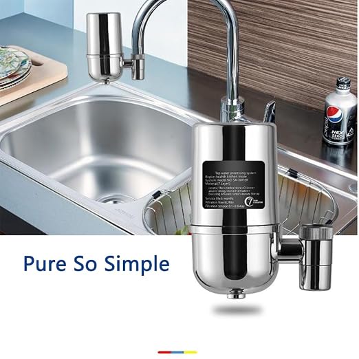 Faucet Mount Water Filter for Sink, Kitchen Water Purifier Filtration System, Reduces Chlorine, Lead, Fluoride Heavy Metals, Hard Water Softener