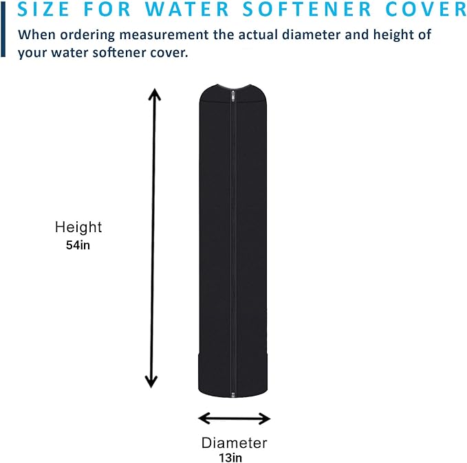 Water Softener Tank Jacket 13x54 Inch – 4mm Insulated Neoprene Cover to Prevent Sweating, Outdoor Water Softener Protector for Basement or Garage, Heavy-Duty Zippered Slip-On Design
