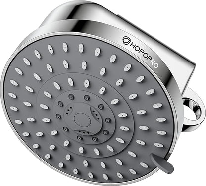High Flow Filtered Shower Head, HOPOPRO 5 Modes High Pressure Fixed Showerhead with NSF Certified Filter Replacement Cartridge, Remove 99% Chlorine, Improves Skin Hair Condition (6 Inch Silver)