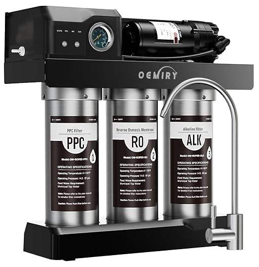Stainless Steel 600 GPD Tankless Reverse Osmosis System, 9-Stage Alkaline Remineralization Under-Sink Water Filter, 2:1 Pure-to-Drain, Plug-in for Home, Kitchen, and RV