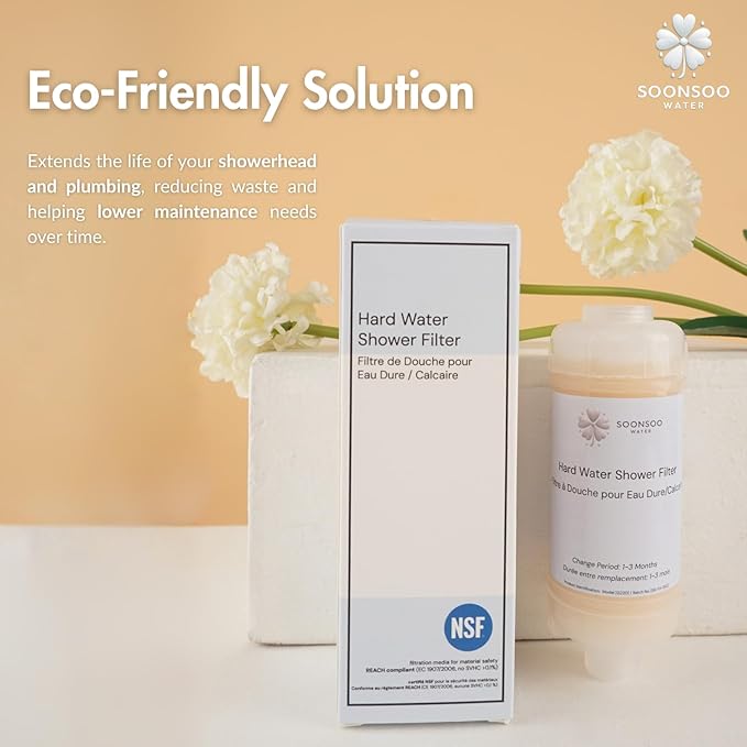 NSF Certified Hard Water Shower Filter - Removes Chlorine, Limescale & Impurities - For Soft Skin & Hair
