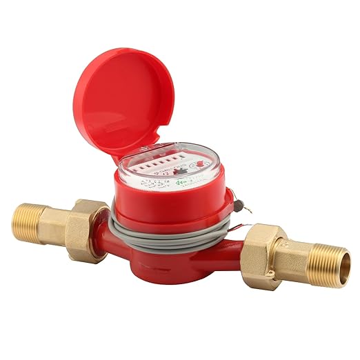 Watflow DN20 Water Meter 3/4" NPT, AWWA C712 Certification Gallon Water Flow Meter with Pulse Output, Cold and Hot Water Meter for Garden/Home/Apartment, Horizontal Install.