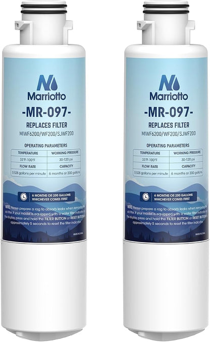 MARRIOTTO MIWF6200 Water Filter Replacement for Midea MIWF6200, MRS26D5AST, MRS26D7AST, MRQ22D7AST, MF-2008-R2, NS-WF26SS0-1, Zline MIWFT2100, RFM-W-36, WF200, SJWF200, SJG2254FS, NSF42, (2 Pack)