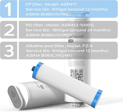 FRIZZLIFE ASR411 Replacement Filter Cartridge for PD1000-TAM4 Reverse Osmosis System (1st Stage)
