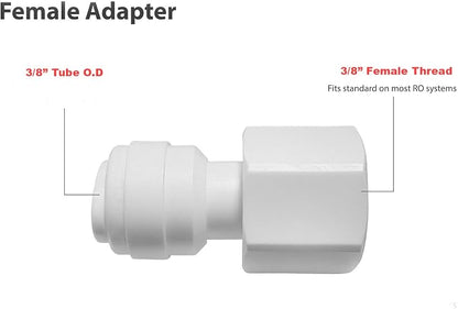 Plastic Reusable 3/8 Water Line Connector 3/8 Female Threaded Adapter x 3/8 Quick Connect Fitting for Water Filters and RO Systems (10, 3/8"OD*3/8"Female Thread)