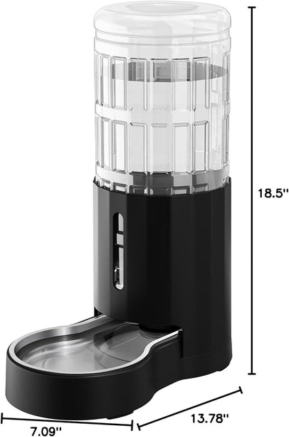 CZPET Dog Water Bowl Dispenser 9.5L, Wider Mouth & Upgraded Brush, Easy Cleaning Automatic Cat Gravity Refilling Waterer with Removable Stainless Steel Bowl, Large Drinking Area for Multi-Pet (Black)
