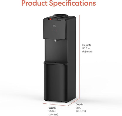 Brio 130 Series Top-Load Water Cooler Dispenser for 3- and 5-Gallon Bottles, Hot & Cold, Spill-Free Loading, Child Safety Lock, Energy Star 3.0, Black