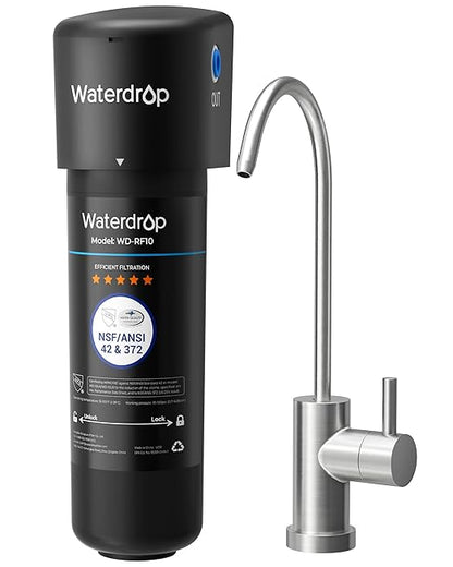 Waterdrop 10UB Under Sink Water Filter, Under Sink Water Filtration System for 11K Gallons, NSF/ANSI 42 Certified, Reduces PFAS, PFOA/PFOS, Lead, Under Sink Water Filter with Faucet