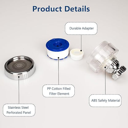 3 Pcs of Sink Water Filter and 18 Filter Elements Set, Sink Faucet Filter 360°Rotating, Bathroom Sink Filter Removes Fluoride Hard Water, Faucet Filter Faucet Extender for Home Kitchen Sink
