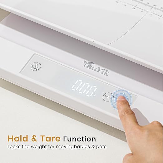 YAUYIK Baby Scale, 330lbs Capacity Baby Weight Scale & Pet Scale, Accurate Baby Scales for Weighing Infants to Adults, LED Display with Tare & Hold Function, 27-inch Height Measurement Tray
