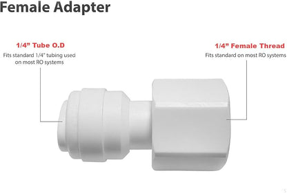 Plastic Reusable Push to Connect Fitting Female threaded Tube Fittings Adapter 1/4" Female x 1/4" Tube OD for RODI System (10, 1/4"OD*1/4"Female Thread)