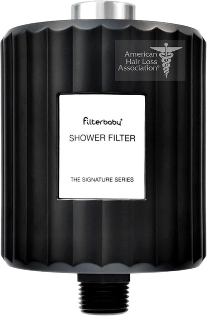 Filterbaby Signature Shower Filter, Sensitive Skin & Hair, Expert Developed | Lab Tested to Reduce up to 99% Chlorine & Chloramine, Reduce Common Water Impurities, Strong Water Flow, Easy Install, Black