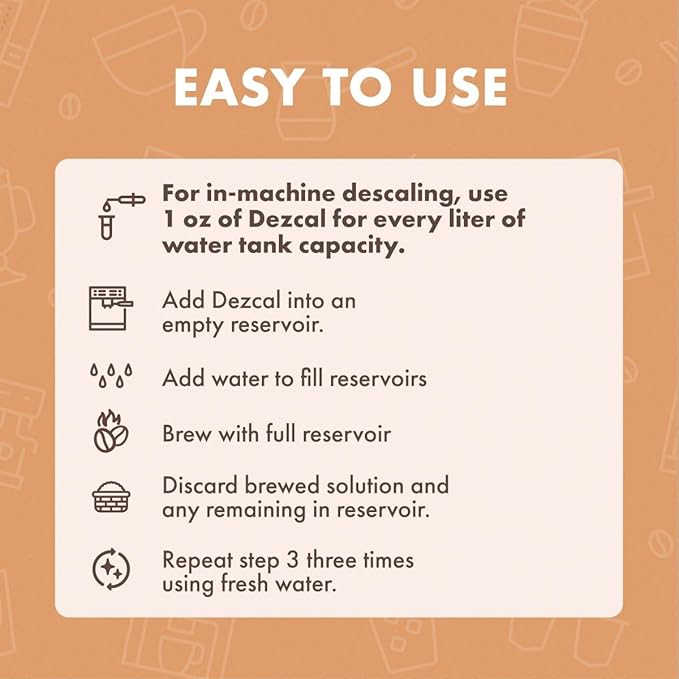 Urnex Liquid Dezcal Activated Descaling Solution - 33.6 Ounce (8 Uses) - For Use With Keurig 1.0/2.0, Home Coffee and Espresso Machines, Kettles, Garment Steamers