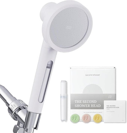 SecondShower Filtered Shower Head with Handheld for Hard Water - NSF Certified 99.9% Chlorine Removal, High Pressure, Korean Vitamin C Filter for Soft Skin & Hair (Pure Silver)