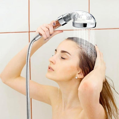 AquaVera Ionic Filter Shower Head – Replacement Shower Head Only (No Hose Included), 3 Spray Settings, High Pressure, Removes Chlorine & Hard Water Minerals, Easy Install for Bathroom