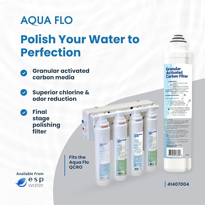 Aqua Flo 41407004 QCRO GAC Carbon Filter Replacement – Quick Change Cartridge for Aqua Flo QCUF 4-Stage Reverse Osmosis Systems, Improves Taste and Odor, 2000 Gallons Filter Capacity, Easy Install