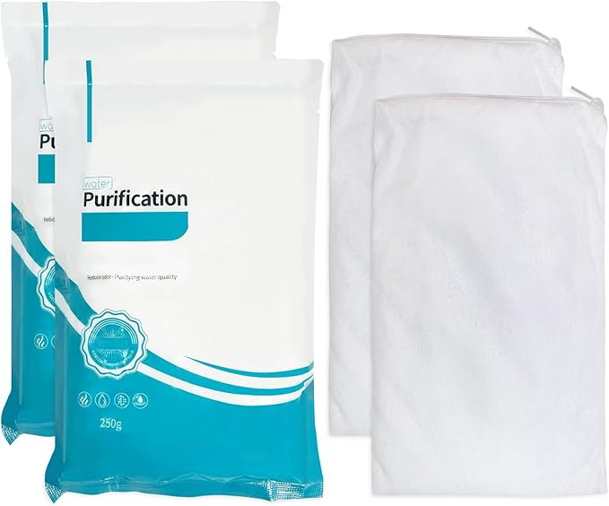 250 g/0.55 lb Aquarium Filter Media Filtration Resin with Mesh Bag Removes Driftwood for Freshwater and Saltwater Small Fish Tank (2 Pack)