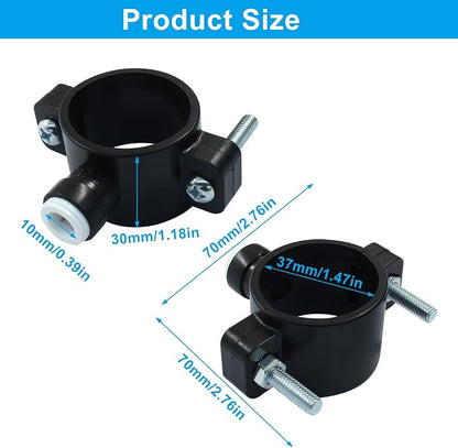 Waziaqoc 2 PCS Drain Saddle Valve with 3/8 Inch Quick Connect | Plastic, Water Hose Pipe Adapter, For Under Sink Reverse Osmosis System
