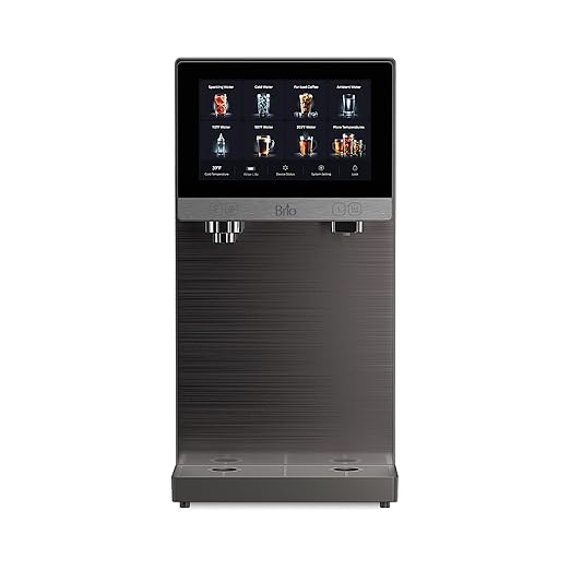 Brio Q60 Sparkling Water Countertop Dispenser with Refillable Tank, No Plumbing Required, Instant Hot & Cold, 4-Stage Reverse Osmosis Filtration, Touch Screen Display, Black