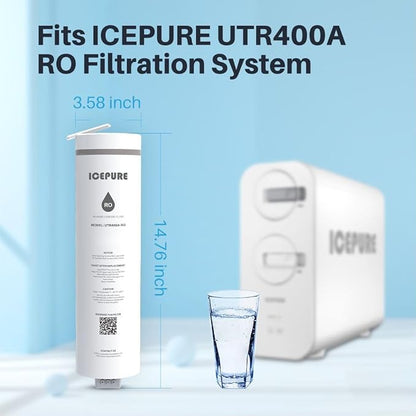 ICEPURE UTR400-RO Filter, 2-year Lifetime, Replacement for UTR400 Reverse Osmosis System, Reduces 99.99% Heavy Metals, PFAS&PFOA&PFOS