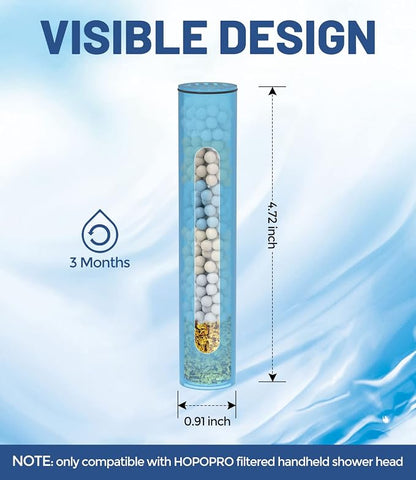 1 Pc Shower Filter Replacement Cartridge for HOPOPRO Filtered Handheld Shower Heads, Multi-Stage Filter for Hard Water to Remove Chlorine, Heavy Metals & Sediments Impurities For Better Skin & Hair