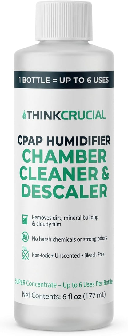 Think Crucial 6x Uses CPAP Cleaner & Descaler for Humidifier Chambers – Super Concentrated Cleaning Descaling Solution for CPAP Water Tanks – Unscented – 6 oz