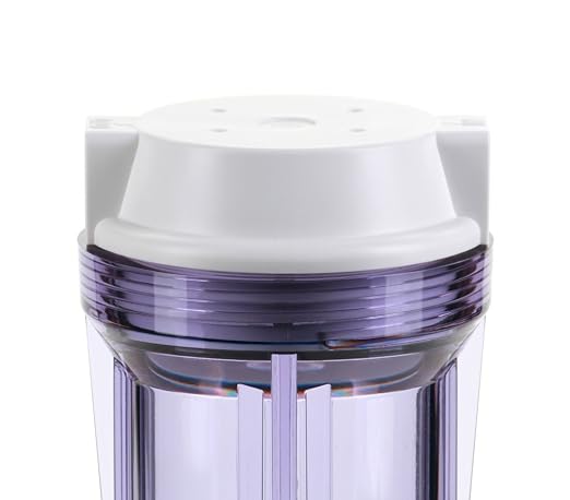Hydronix HF2-10CLWH38, 10" Clear Housing with White Flat Cap for RO & Filtration Systems, 3/8" Ports